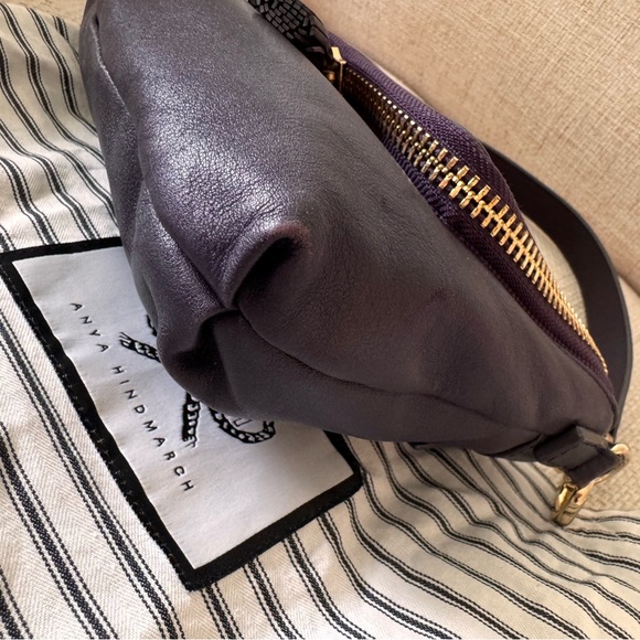 Anya Hindmarch Maxi Zip Aubergine Leather Crossbody Bag + Dust Bag - Picture 8 of 13